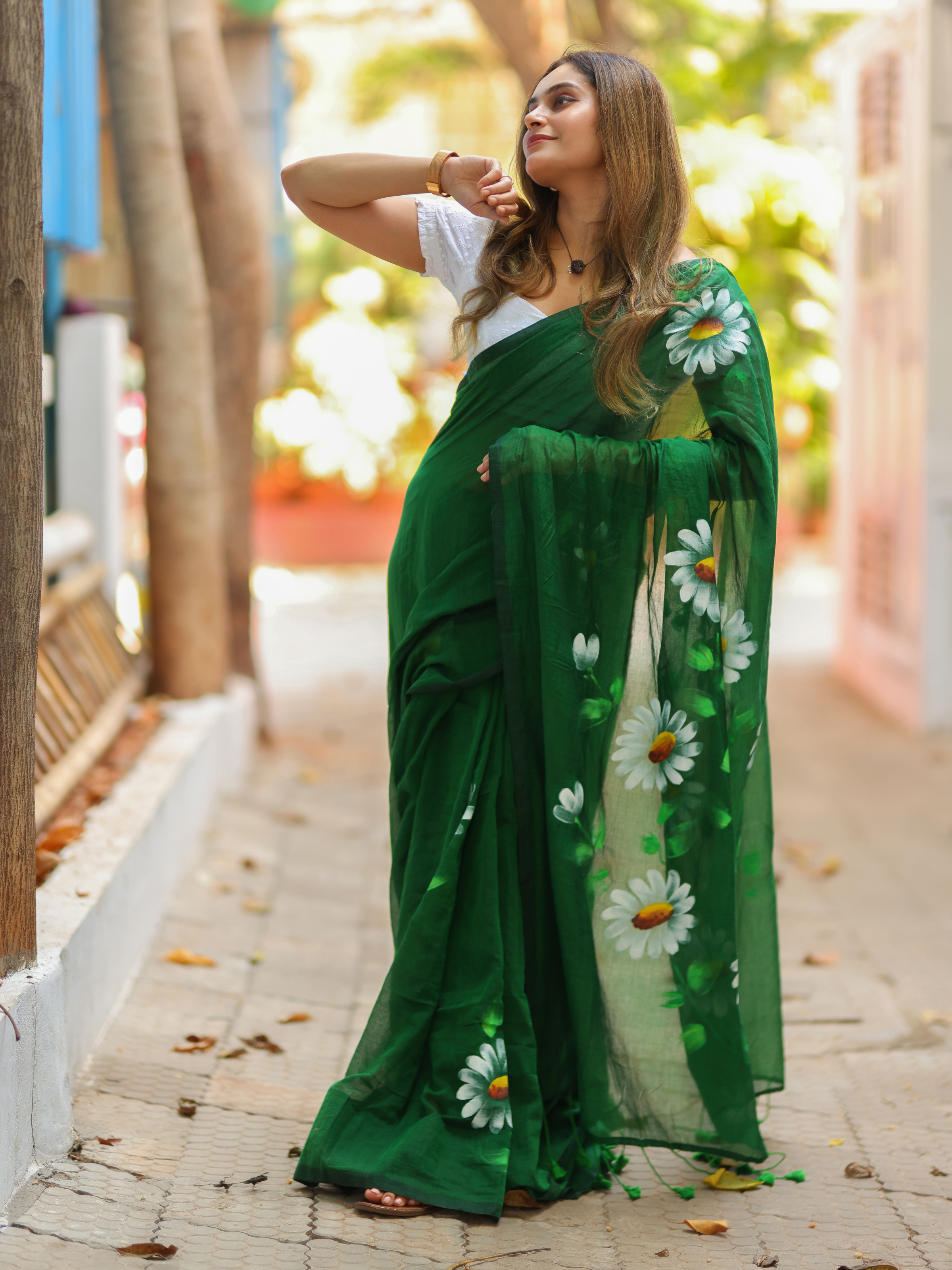 Green Chilli Lassi (Pure Mul Cotton Saree)