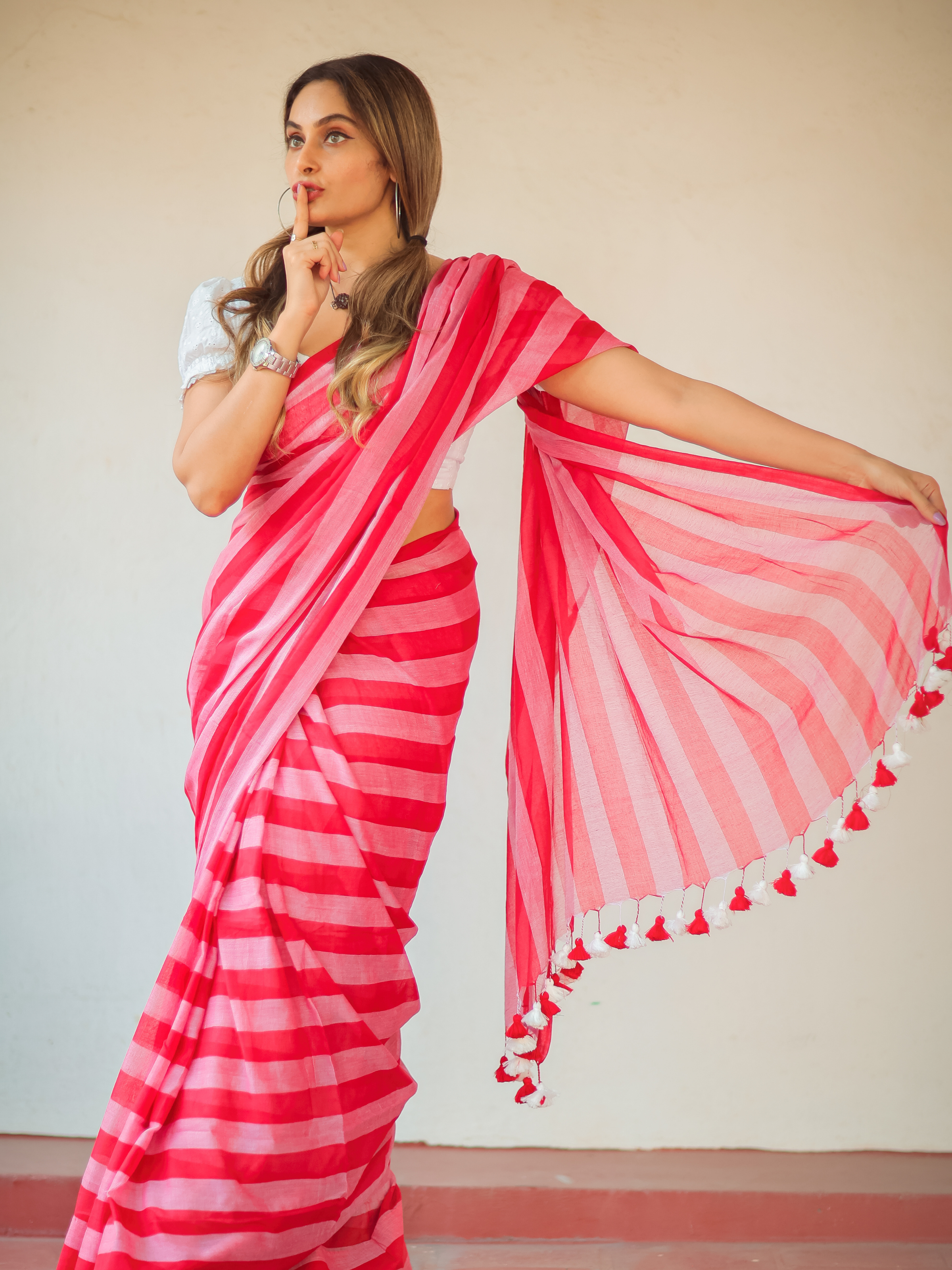 Scarlet Sync (Pure Mul Cotton Saree)