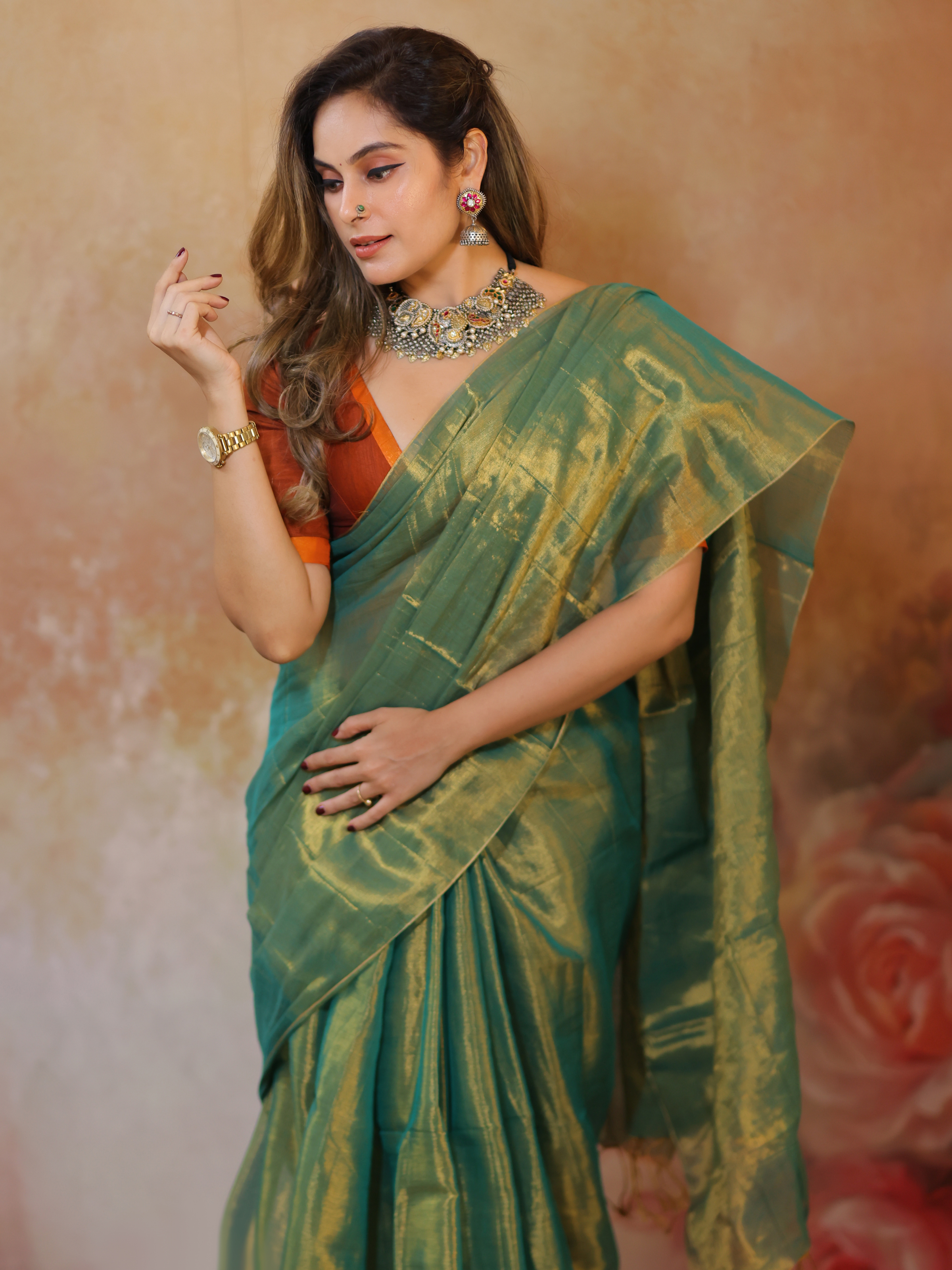 Swarna Lata (Tissue Mul Saree)