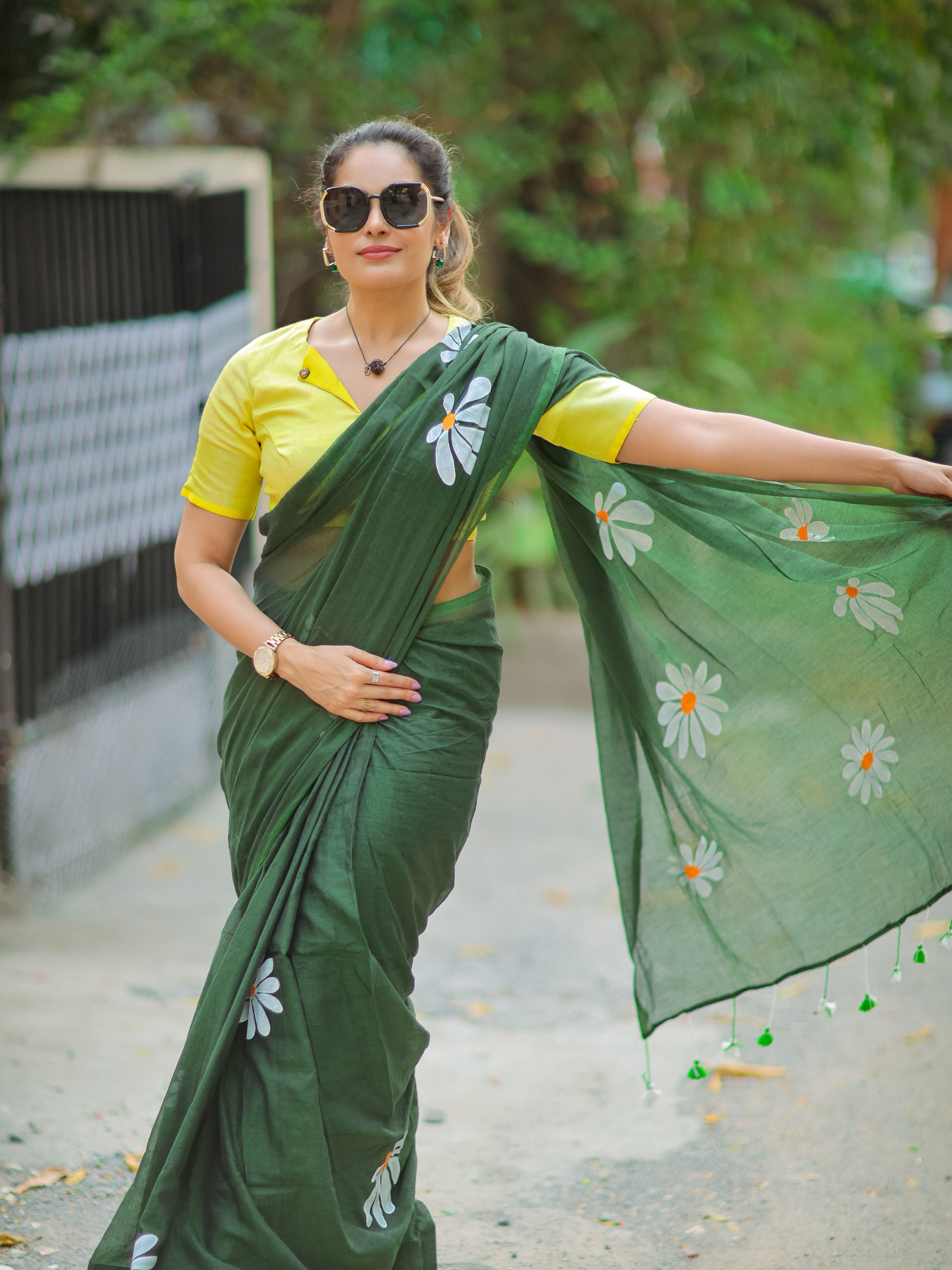 Avocado Whisper (Pure Mul Cotton Saree)