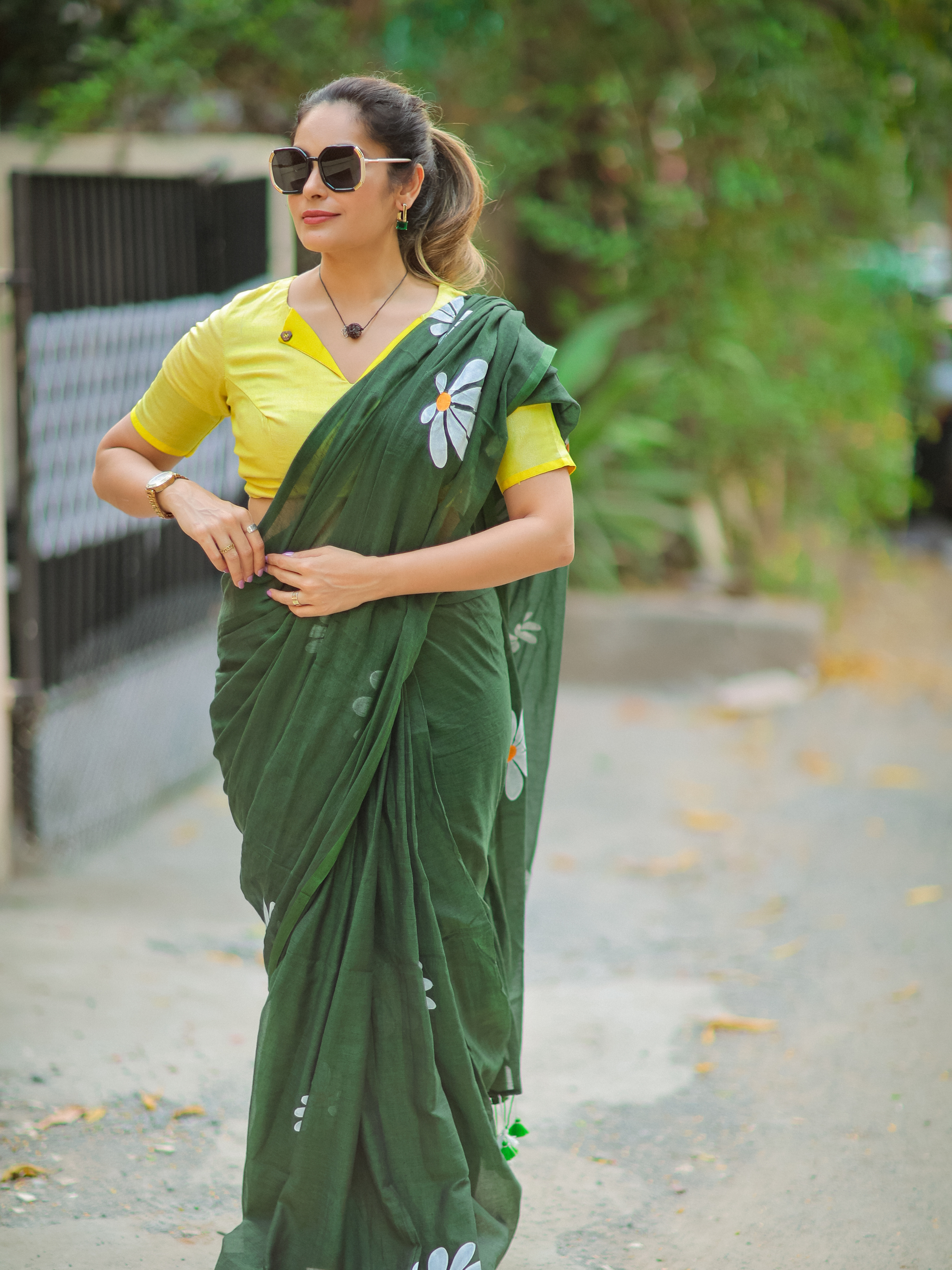 Avocado Whisper (Pure Mul Cotton Saree)