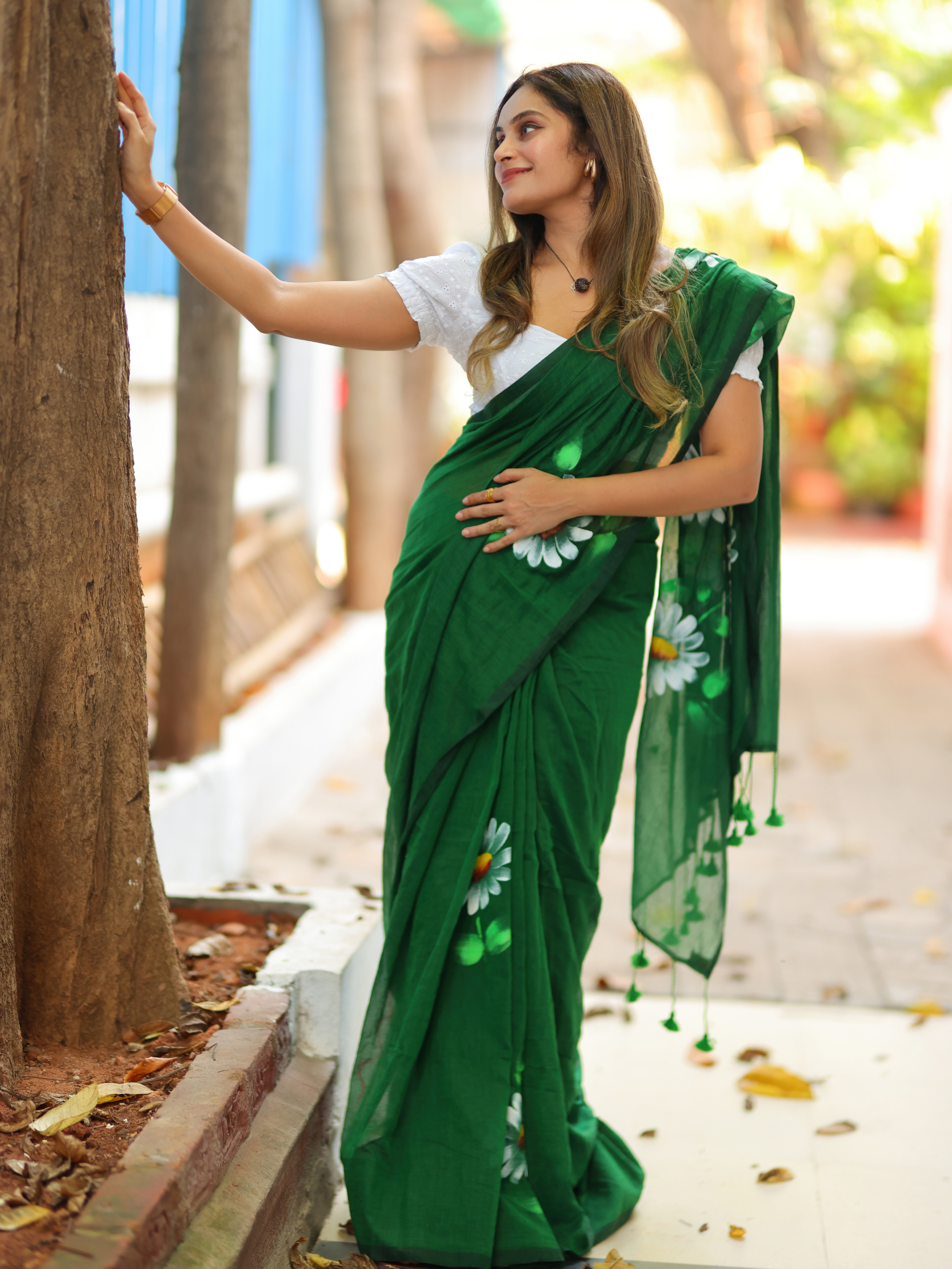 Green Chilli Lassi (Pure Mul Cotton Saree)