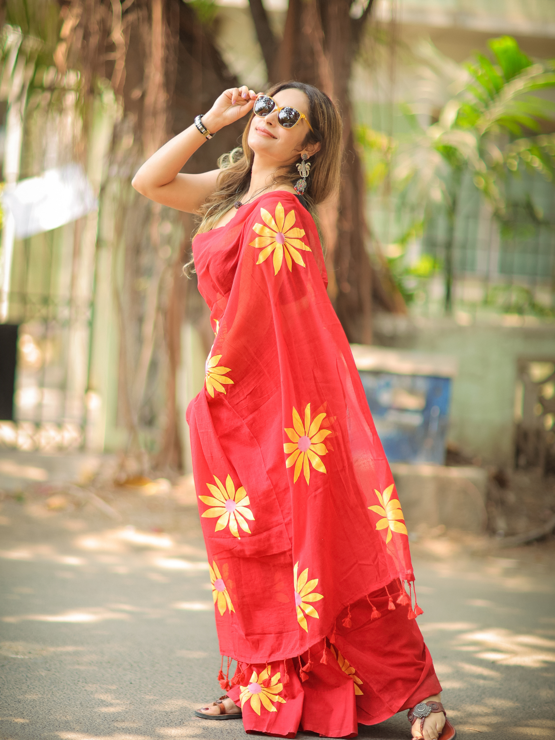 Watermelon Whirl (Pure Mul Cotton Saree)