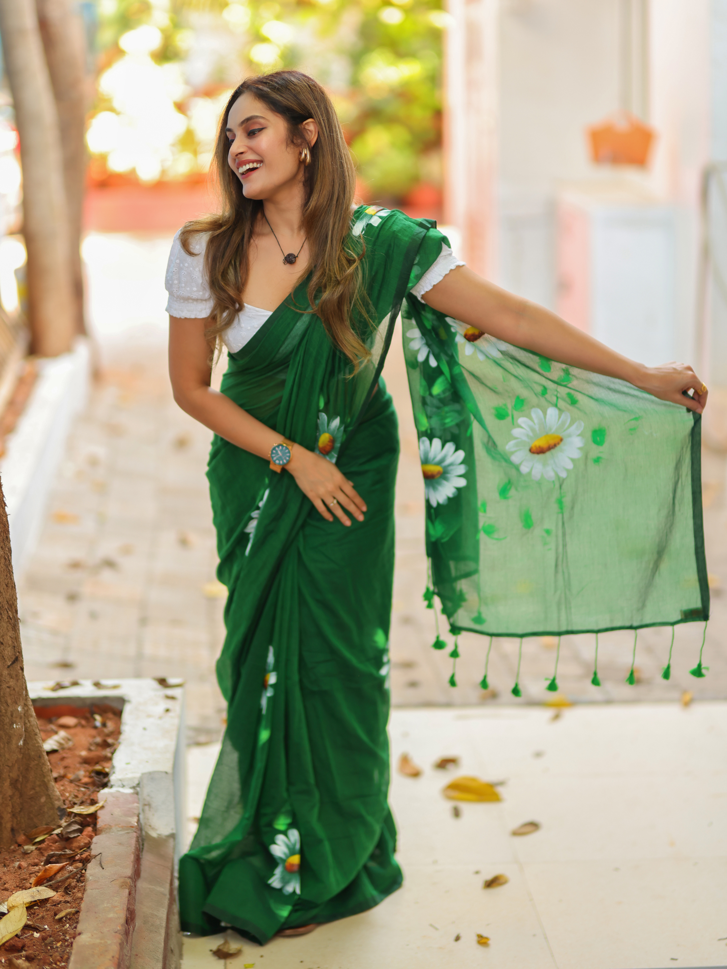 Green Chilli Lassi (Pure Mul Cotton Saree)