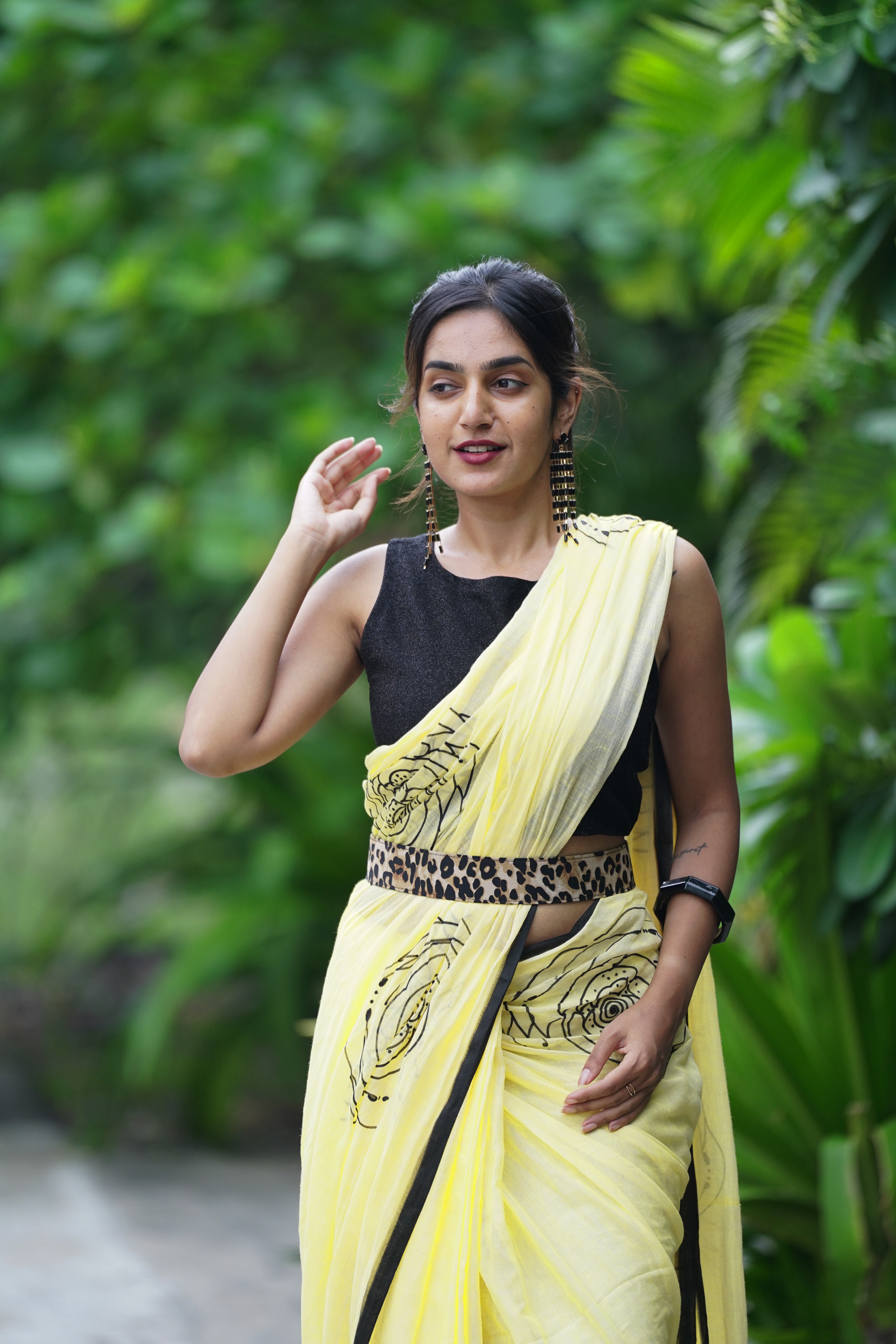 Cheeky Citrus Bloom (Mul Cotton Saree)