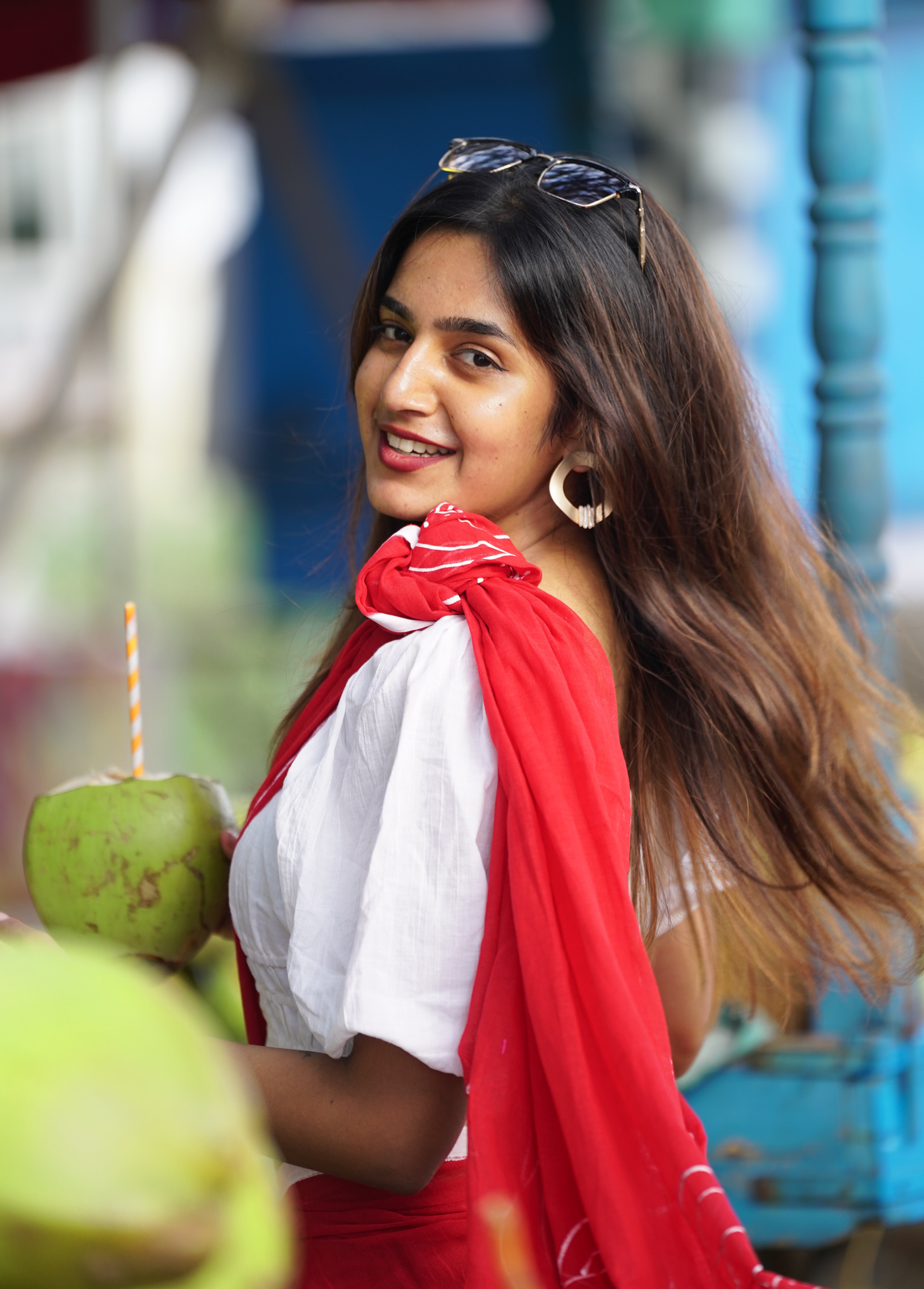 Bold Crimson Bloom (Mul Cotton Saree)