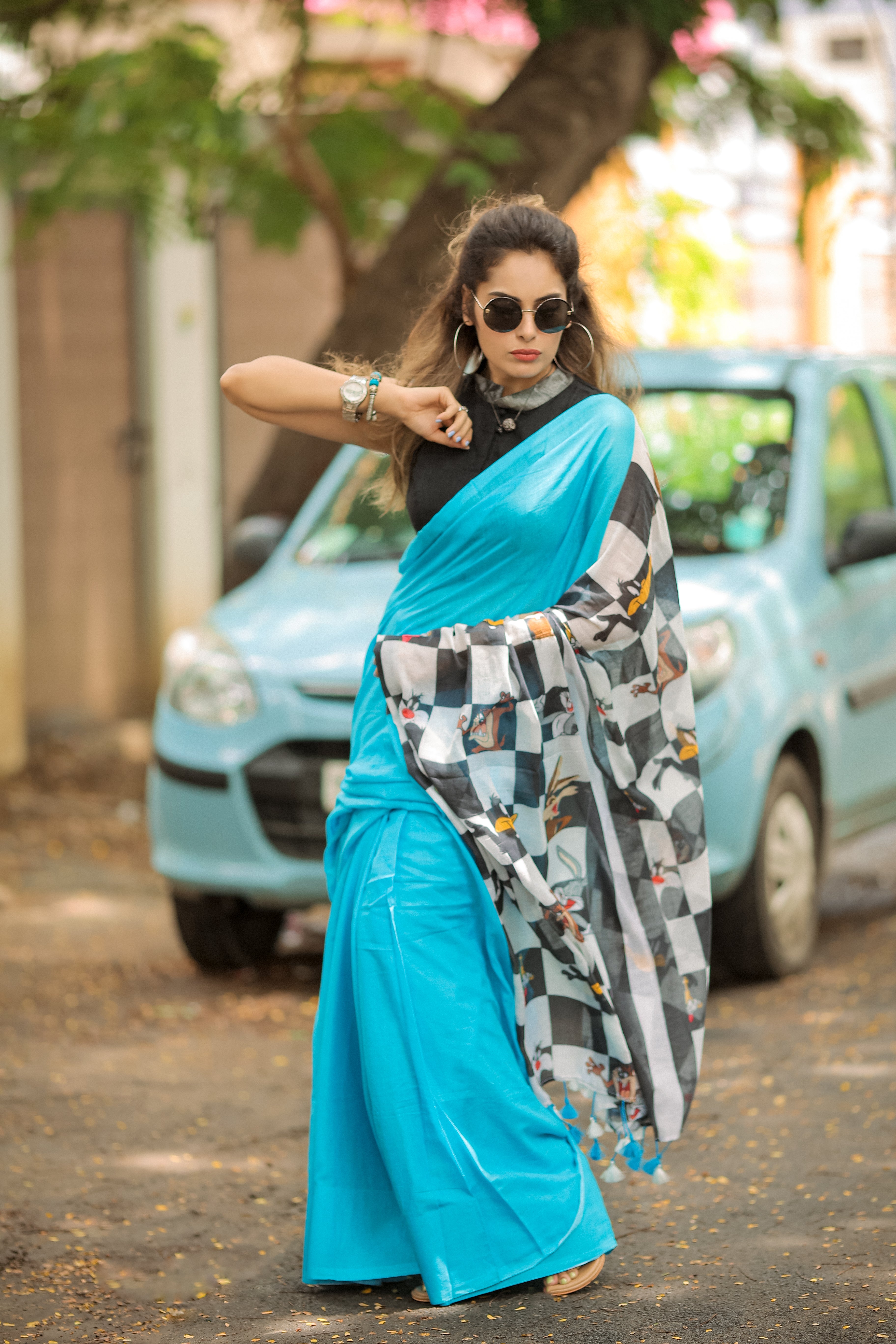 Whimsical Wings (Mul Mul Printed Sarees)