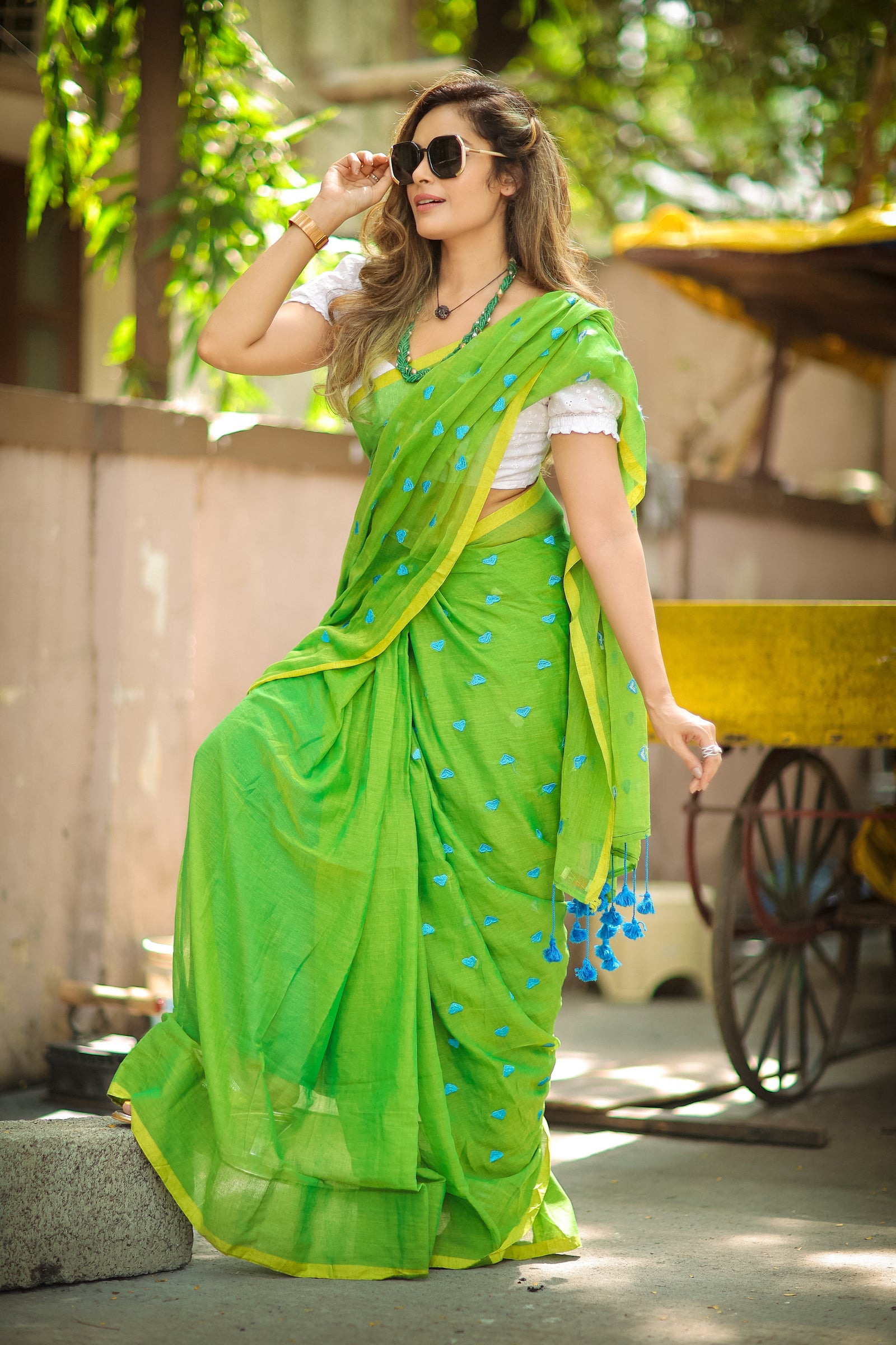 Dil Se (Handwoven Mulmul Cotton + Unstitched Blouse Piece)