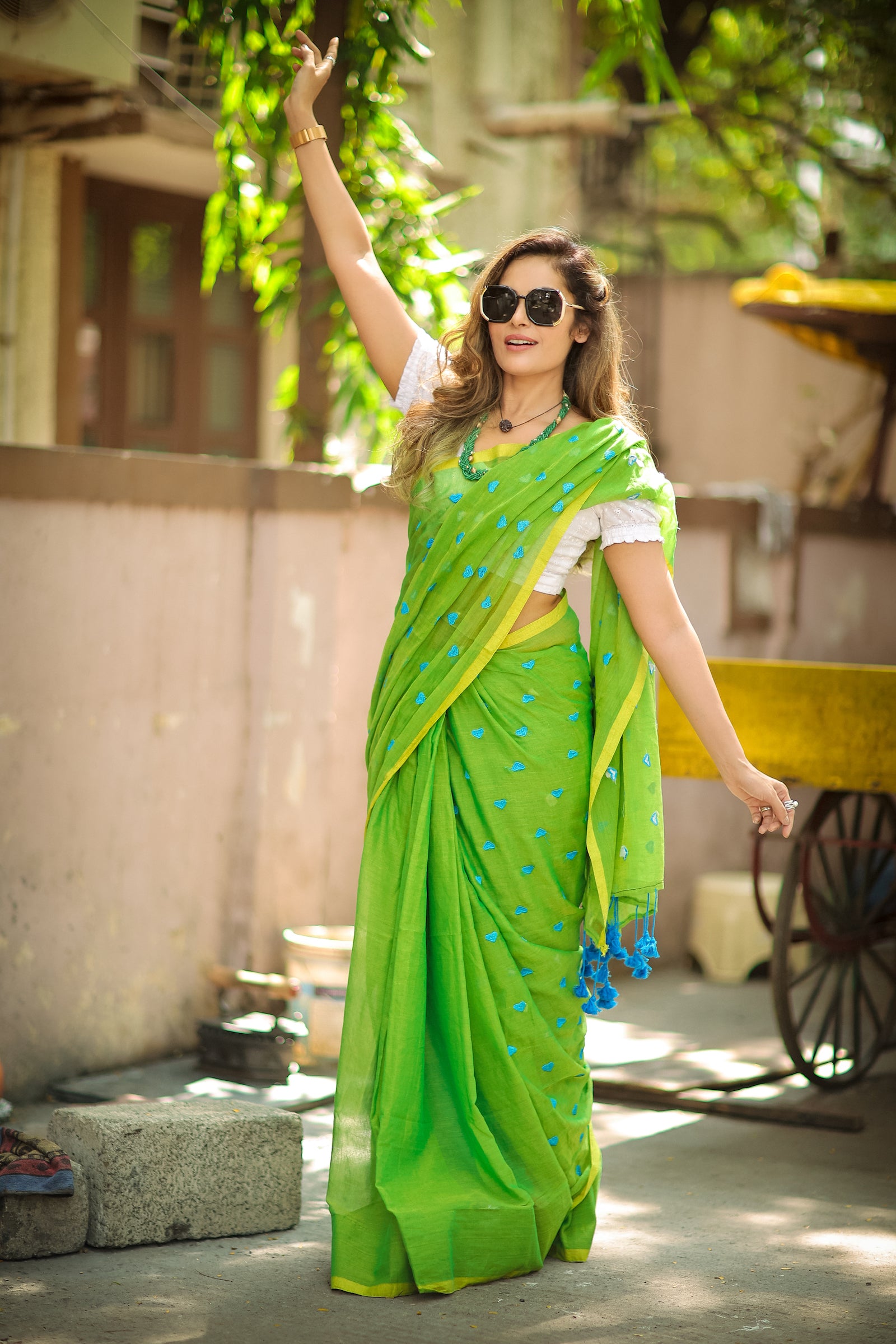 Dil Se (Handwoven Mulmul Cotton + Unstitched Blouse Piece)