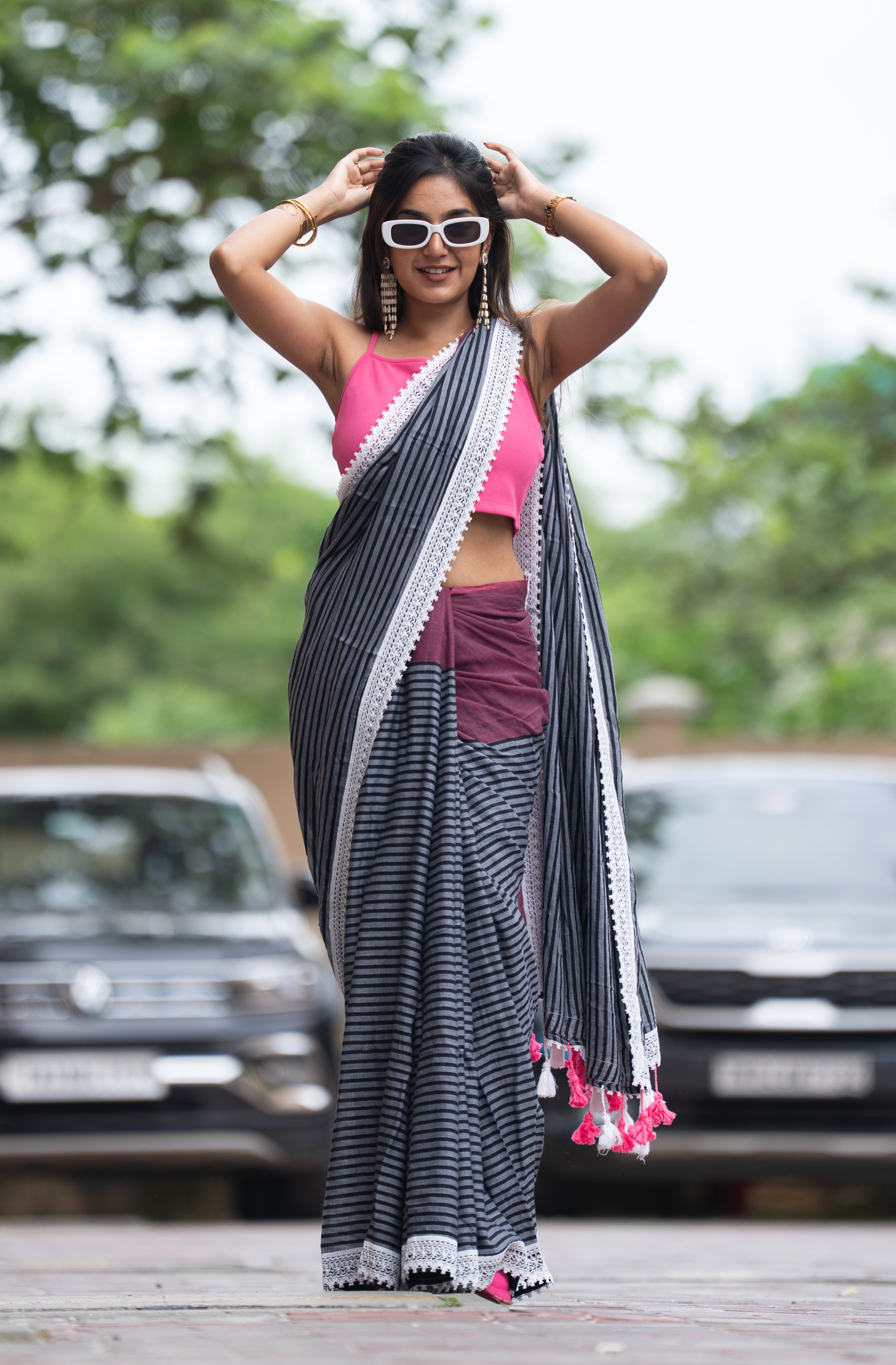Sassy Striped Hype (Mul Cotton Saree)