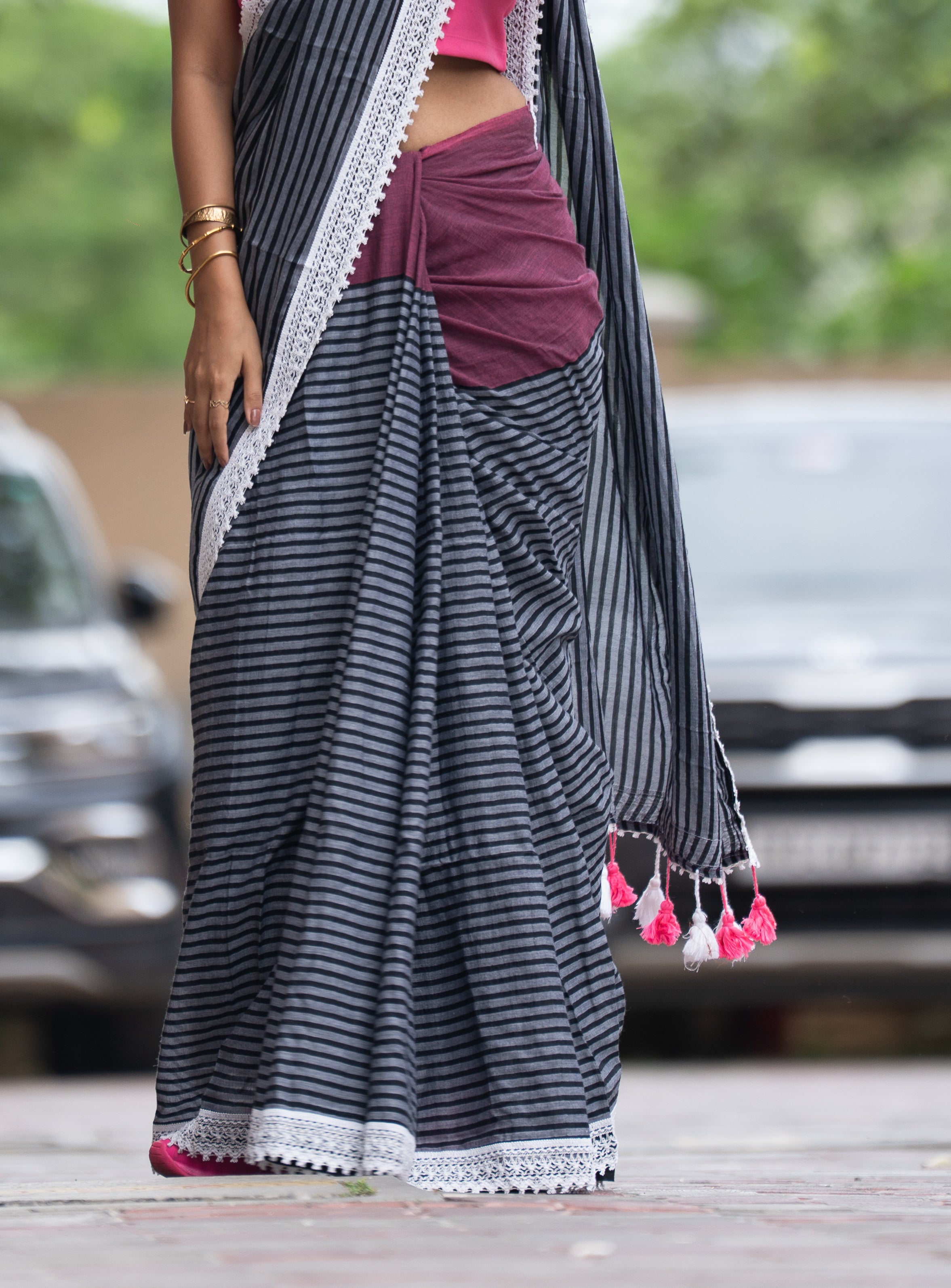 Sassy Striped Hype (Mul Cotton Saree)