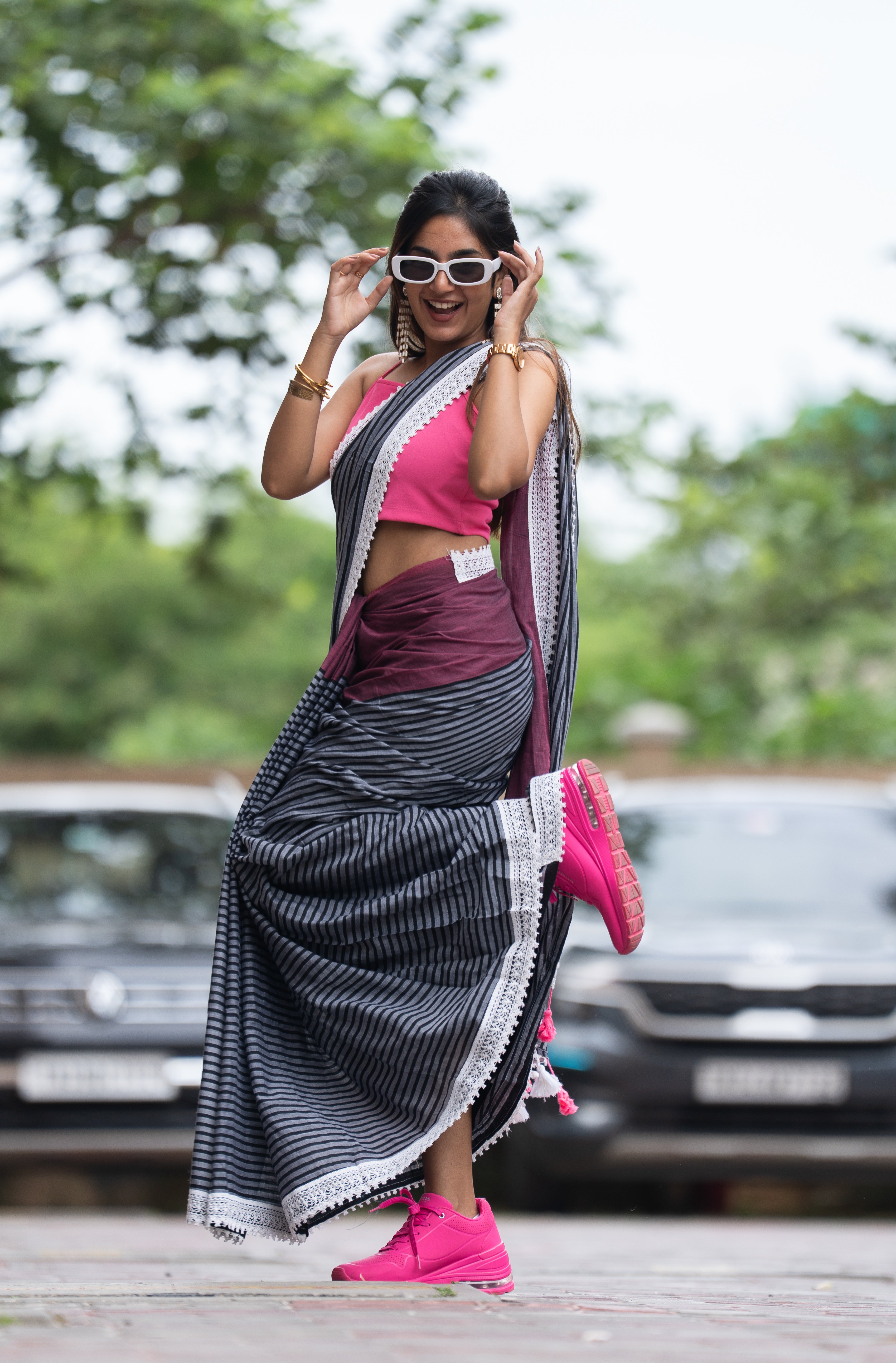 Sassy Striped Hype (Mul Cotton Saree)