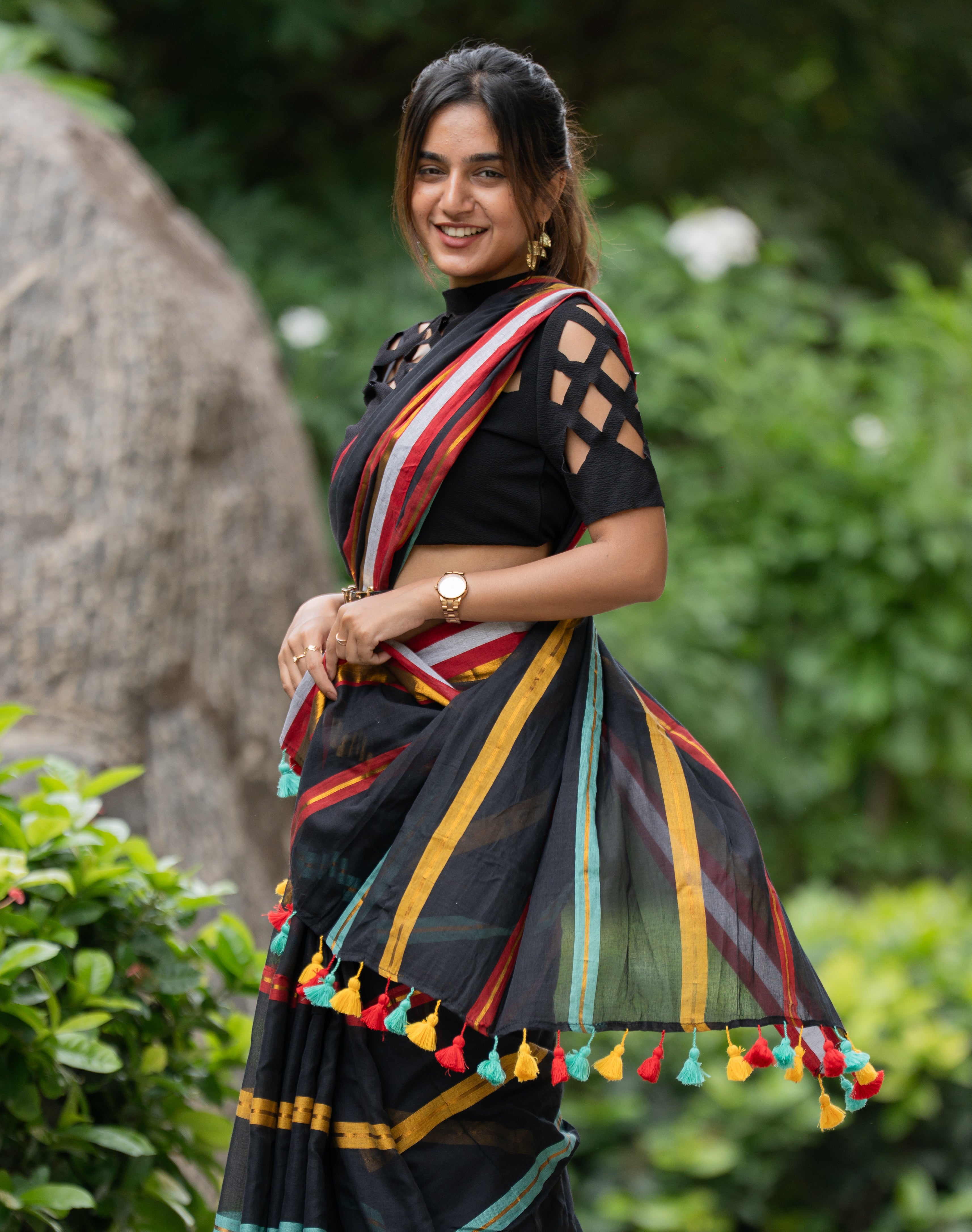Midnight Riot (Mul Cotton Saree)