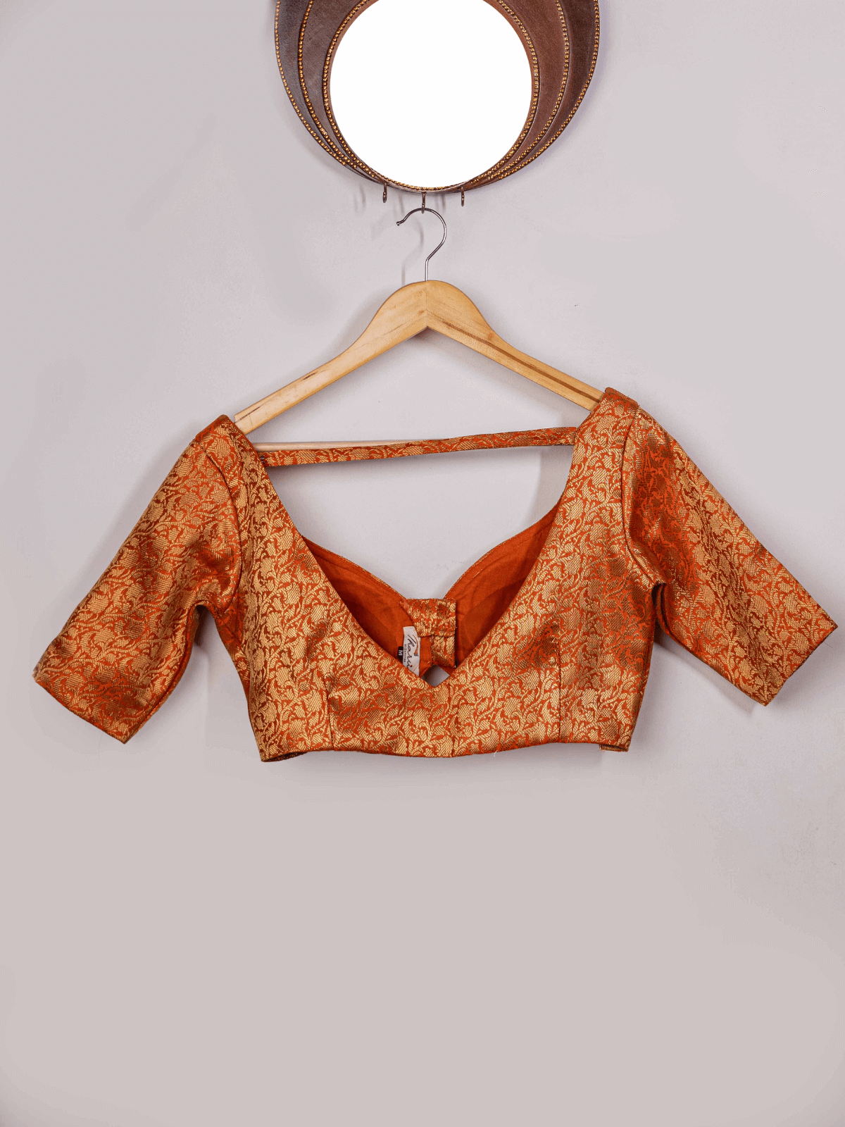 Sunset Symphony (Orange Brocade Blouse)